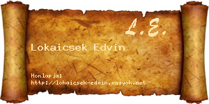 Lokaicsek Edvin névjegykártya